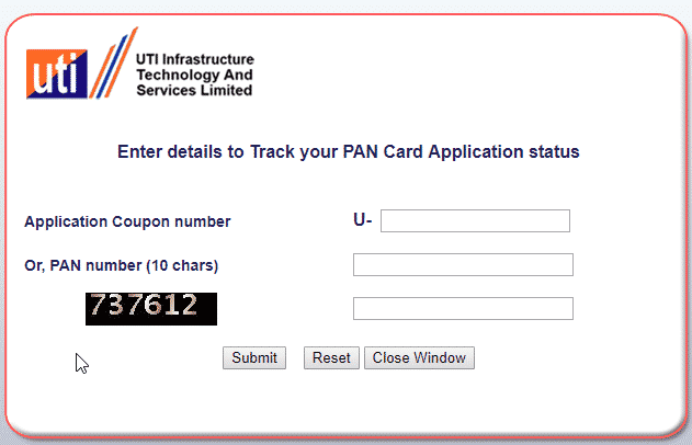 check pan card status uti
