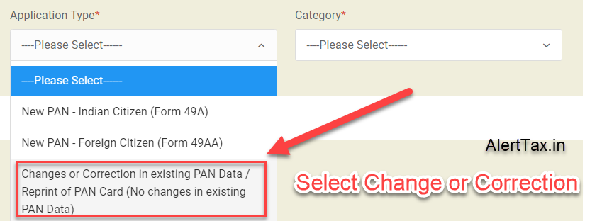 select change or correction in pan 2022