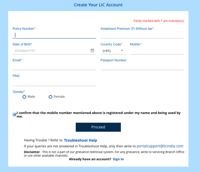 LIC Premium Paid Certificate Download Registration